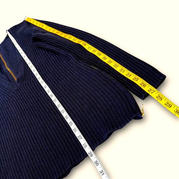 Ann Taylor Merino Wool Blend Long Sleeve V Neck Rib Tunic Sweater Size M Black - Picture 11 of 13